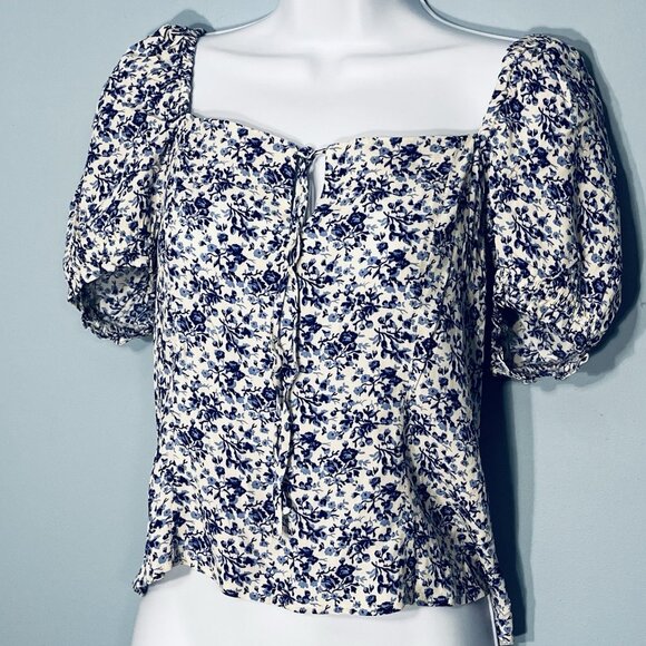 Milkmaid Coquettee Crop Top Medium Smocked Cottage Peasant Puff Sleeve Soft Girl - Picture 6 of 11